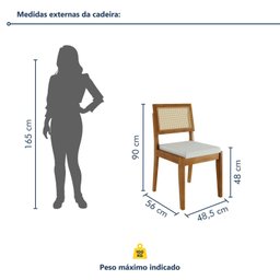 Conjunto Sala de Jantar Mesa Monalisa com 4 Cadeiras Rainha em Madeira Maciça - 6