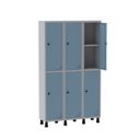 Ver imagem 3 de Armário Locker Guarda Volume Aço Light 6 Portas 103,5x179,5cm com Prateleira Interna Cinza/Azul