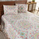 Ver imagem 4 de Kit Cobre Leito Laila Mandala 3 Casal Micropercal 400 Fios 3 Peças Estampado Bege Casa Scarpa
