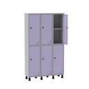 Ver imagem 3 de Armário Locker Guarda Volume Aço Light 6 Portas 103,5x179,5cm com Prateleira Interna Cinza/Lilás