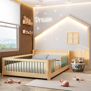 Cama Montessoriana Wave Casal e moldura com Led Casatema