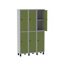 Ver imagem 3 de Armário Locker Guarda Volume Aço Light 6 Portas 103,5x179,5cm com Prateleira Interna Cinza/Verde