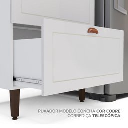 Cozinha Pérola com Tampo 5 Peças Torre Quente Aéreo 3 Portas Balcão 120 Balcão 80 e Basculante Yesca - 10