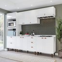 Ver imagem 2 de Cozinha Pérola com Tampo 5 Peças Torre Quente Aéreo 3 Portas Balcão 120 Balcão 80 e Basculante Yesca