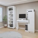 Ver imagem 1 de Conjunto Estante Flex 5 Prateleiras e Escrivaninha com 1 Porta Branco 100% MDF