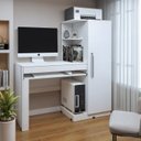 Ver mais imagens de Conjunto Estante Flex 5 Prateleiras e Escrivaninha com 1 Porta Branco 100% MDF