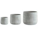 Ver imagem 1 de Kit Cachepot em Cimento Cinza com Listras Brancas - 3 Pcs