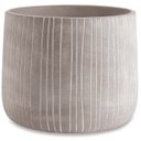 Ver imagem 2 de Kit Cachepot em Cimento Cinza com Listras Brancas - 3 Pcs