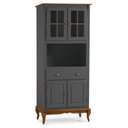 Ver imagem 1 de Cristaleira 4 Portas 3 Prateleiras e 1 Gaveta e Nicho Hannover 60810 Linz Móveis - Cinza/imbuia