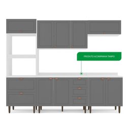 Cozinha Pérola com Tampo 5 Peças Torre Quente Aéreo 3 Portas Balcão 120 Balcão 80 e Basculante Yesca - 5