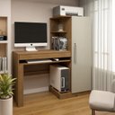 Ver mais imagens de Conjunto Estante Flex 5 Prateleiras e Escrivaninha com 1 Porta Cinamomo Off White Marrom 100% MDF