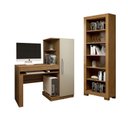 Ver imagem 2 de Conjunto Estante Flex 5 Prateleiras e Escrivaninha com 1 Porta Cinamomo Off White Marrom 100% MDF