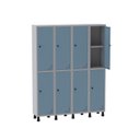 Ver imagem 3 de Armário Locker Guarda Volume Aço Light 8 Portas 138x179,5cm com Prateleira Interna Cinza/Azul