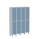 Ver imagem 1 de Armário Locker Guarda Volume Aço Light 8 Portas 138x179,5cm com Prateleira Interna Cinza/Azul