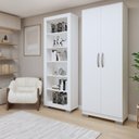 Ver imagem 1 de Conjunto Estante Flex 5 Prateleiras e Armário Multiuso 2 Portas Branco