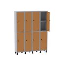 Ver imagem 3 de Armário Locker Guarda Volume Aço Light 8 Portas 138x179,5cm com Prateleira Interna Cinza/Laranja