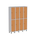 Ver imagem 1 de Armário Locker Guarda Volume Aço Light 8 Portas 138x179,5cm com Prateleira Interna Cinza/Laranja