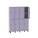 Ver imagem 3 de Armário Locker Guarda Volume Aço Light 8 Portas 138x179,5cm com Prateleira Interna Cinza/Lilás