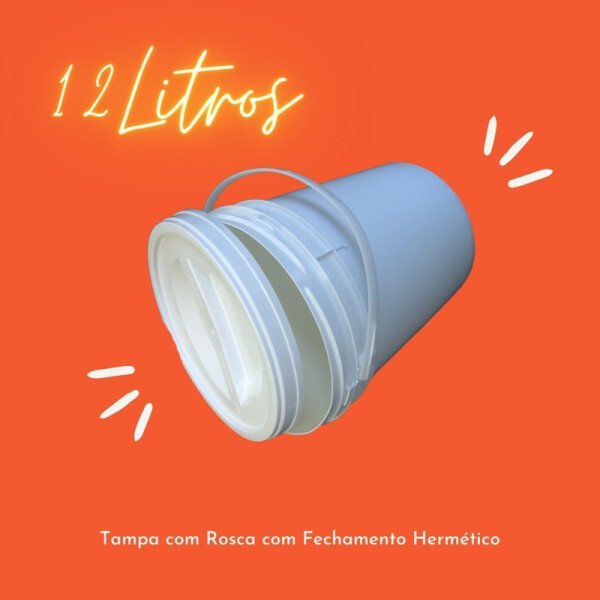 Balde Plástico 12L Para Pizzaria De E Tampa Removível - 2 Pçs - 1