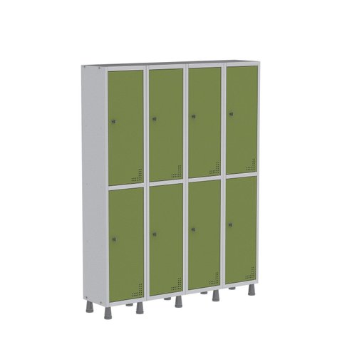 Armário Locker Guarda Volume Aço Light 8 Portas 138x179,5cm com Prateleira Interna Cinza/Verde
