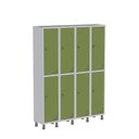 Ver imagem 1 de Armário Locker Guarda Volume Aço Light 8 Portas 138x179,5cm com Prateleira Interna Cinza/Verde