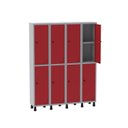 Ver imagem 3 de Armário Locker Guarda Volume Aço Light 8 Portas 138x179,5cm com Prateleira Interna Cinza/Vermelho