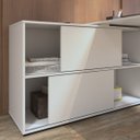 Ver mais imagens de Mesa em L Escrivaninha com Portas e Prateleiras Mingle Branco