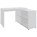 Ver imagem 2 de Mesa em L Escrivaninha com Portas e Prateleiras Mingle Branco