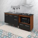 Ver imagem 6 de Balcao Cooktop 4 Bocas e Pia 120cm Savana Preto Mobbs