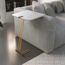 Ver imagem 1 de Mesa Lateral para Sofá Branca com Base em Metal