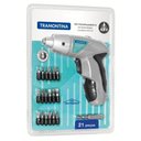 Ver imagem 3 de Parafusadeira 1-4 Polegada 21 Peças Tramontina para Uso Doméstico a Bateria Ni-cd 4,8 V