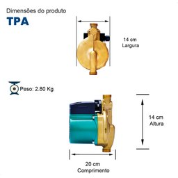 Bomba Monoestágio Tpa 15-9-160(b) Monofásico Motor Thebe 120w 220v - 4