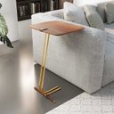 Ver imagem 1 de Mesa Lateral para Sofá Castanho com Base em Metal