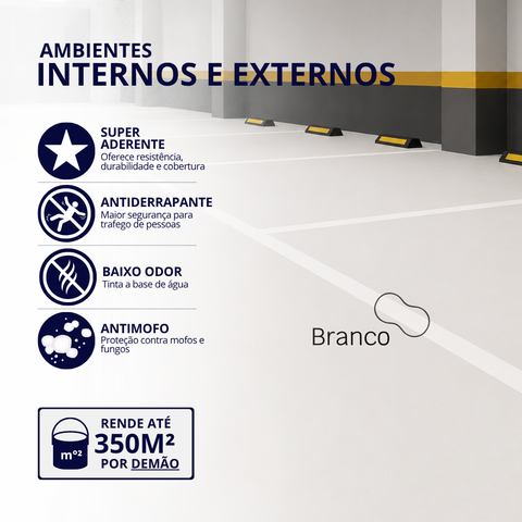 Tinta Acrílica Premium Piso Fosca Cor Branco 18L Antimofo Baixo Odor Durín