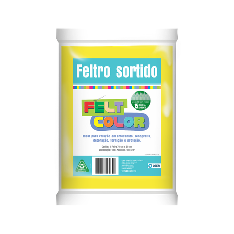 Feltro Feltcolor Liso Amarelo Canário- 70cm X 50cm