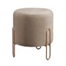 Conjunto - 2 Puffs Banqueta Mali Luxo Base Metálica Bronze Linho Cappuccino - 4