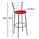 Ver imagem 3 de Kit 2 Banquetas Altas Cromada com Encosto Assento Vermelho