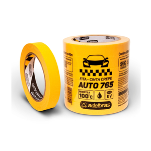 Pacote 6 Rolos Fita Crepe Automotivo Amarela Media 18 Mm X 40 M Adelbras