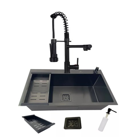 Cuba Gourmet Quadrada Aço Inox 304 78x45cm e Torneira Preta