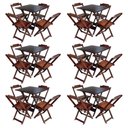 Ver imagem 1 de Kit 6 Conjuntos De Mesa Com 4 Cadeiras De Madeira Dobravel 70X70 Imbuia - Marrom