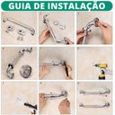 Ver imagem 3 de Alça Apoio Reta 30cm Barra Suporte Anti Queda Idoso Gestante Crianças Corrimao Segurança Pcd