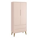 Ver imagem 1 de Guarda-Roupa Retrô 2 Portas Théo New Rosa Fosco com Madeira - MoveisAqui