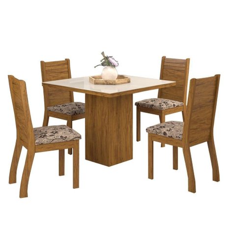 Conjunto Mesa Cedro Off Tampo Giratório 8 Cadeiras Off White