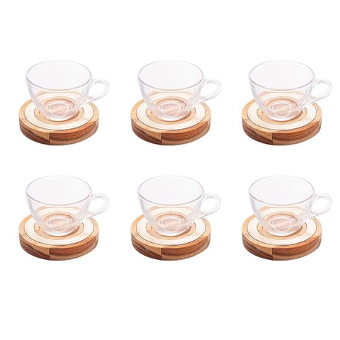 Conjunto com 6 xícaras de chá e pires Teca champanhe 190ml