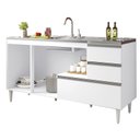 Ver imagem 4 de Balcão para Pia de 1,50 Mt Maceió com Gavetão Branco Puxador Aluminio