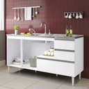 Ver imagem 3 de Balcão para Pia de 1,50 Mt Maceió com Gavetão Branco Puxador Aluminio