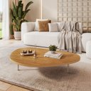 Ver imagem 1 de Mesa de Centro Orgânica com Pés Metálicos Champagne:canela