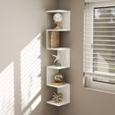 Ver imagem 2 de Prateleira de Canto Lyra 5 Nichos Decorativos Branco para Sala Quarto Livros