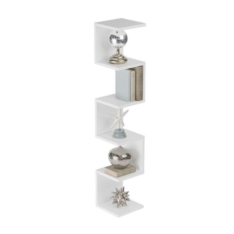 Prateleira de Canto Lyra 5 Nichos Decorativos Branco para Sala Quarto Livros