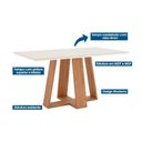Ver imagem 2 de Conjunto: Mesa Sala Jantar Lins C/ Tampo Madeirado C/ Vidro 160x90cm e 6 Cadeiras Malu Nature/suede